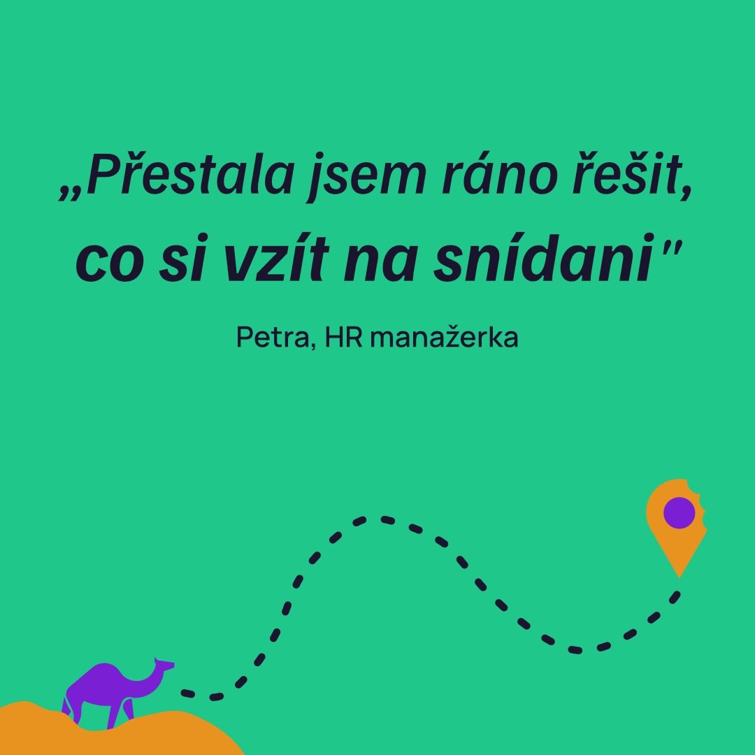 Instagram post s citací Přestala jsem ráno řešit, co si vzít na snídani, Petra HR manažerka