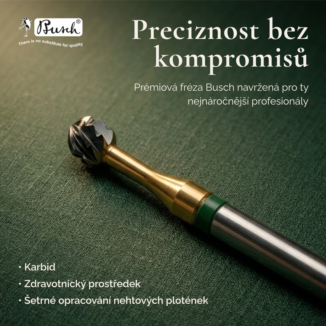 Sociální banner Busch, prémiová karbidová podologická fréza