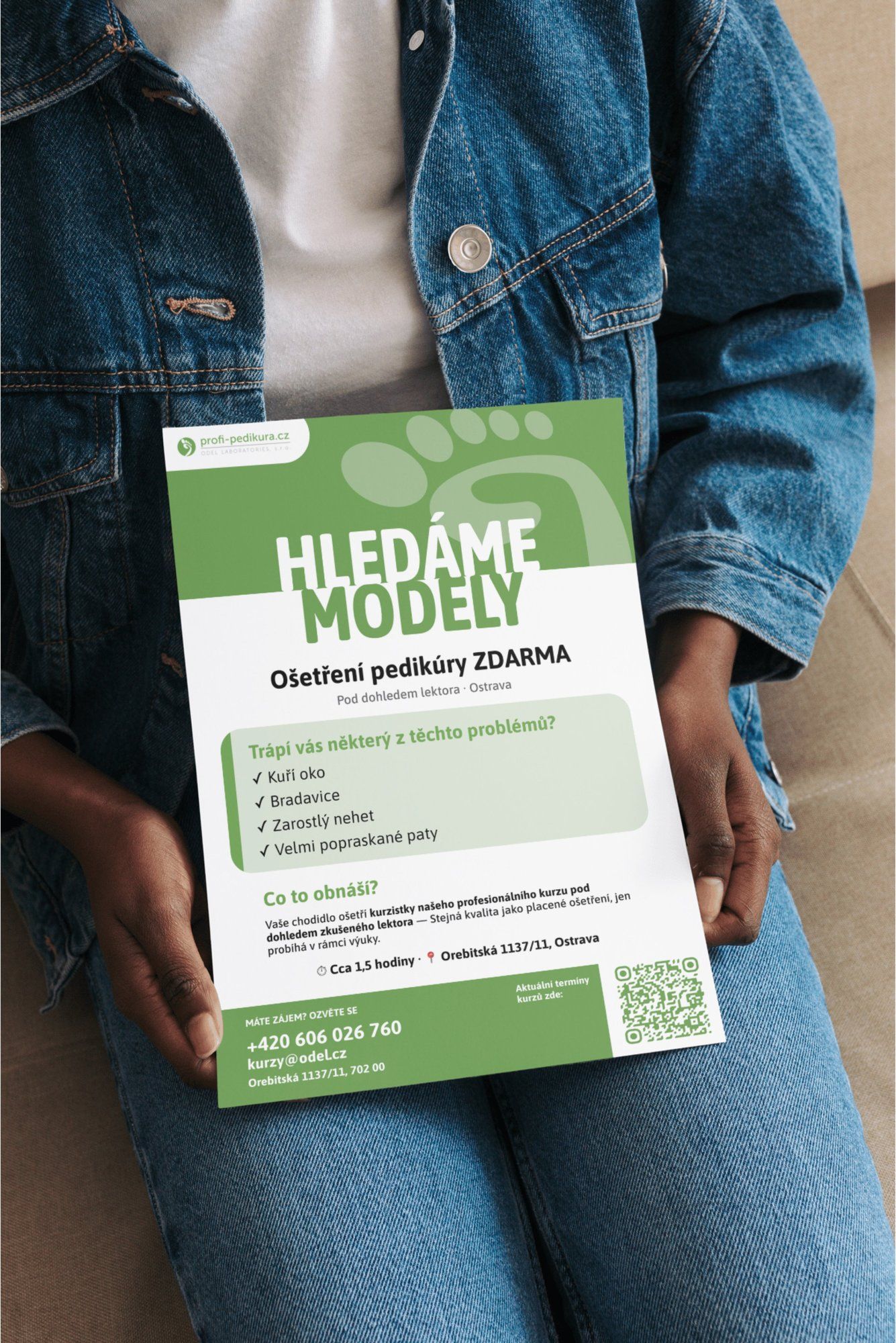 Leták HLEDÁME MODELY pro nábor na kurzy pedikúry, profi-pedikura.cz / ODEL Laboratories