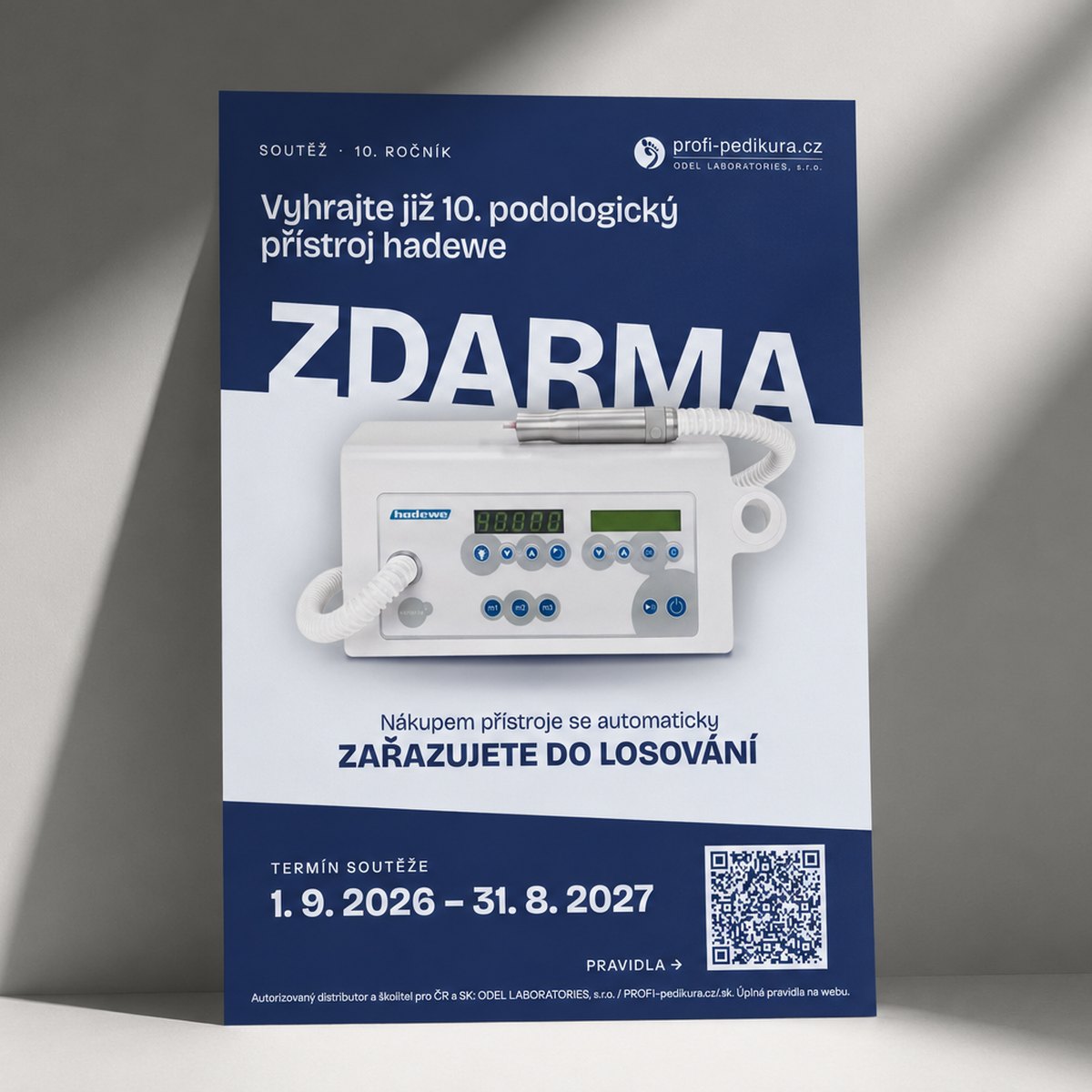 Plakát soutěže o podologický přístroj hadewe, 10. ročník, profi-pedikura.cz / ODEL Laboratories