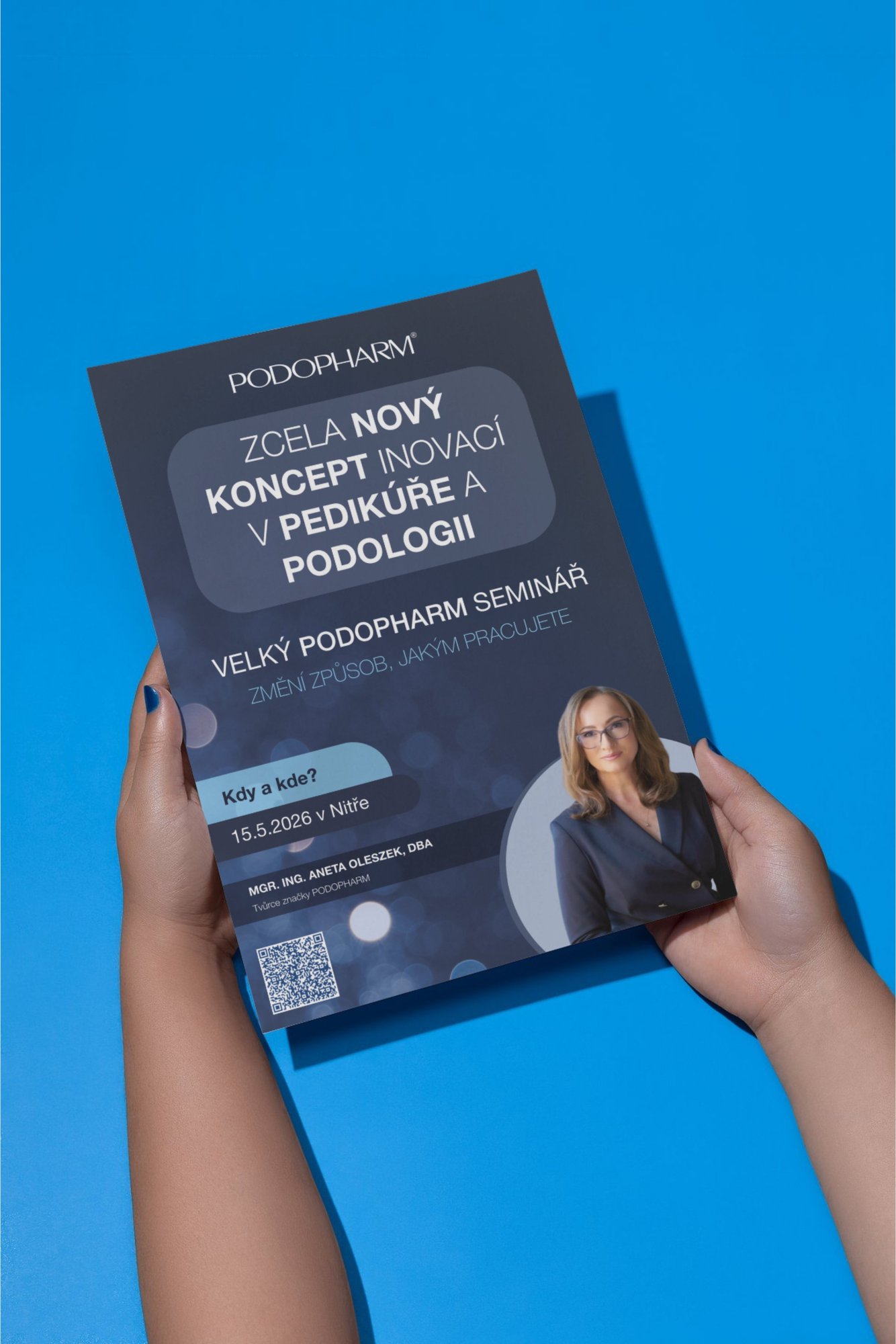 Leták, pozvánka na odborný seminář PODOPHARM o inovacích v pedikúře a podologii